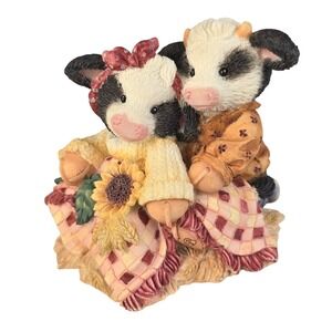 Vintage Cows 1995 Mary's Moo Moos "Hay Let's Cud-dle" Resin Figurine New #142867